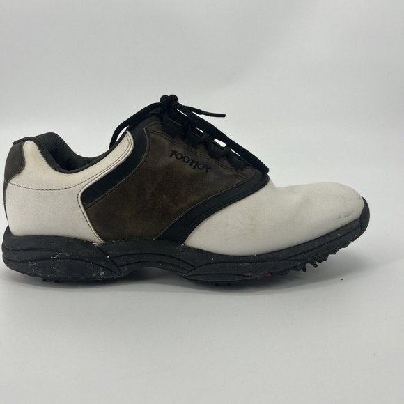 Footjoy‎ Golf Shoes Mens Size 11.5W Brown/White Saddle Soft Spikes Greenjoys - Picture 3 of 16
